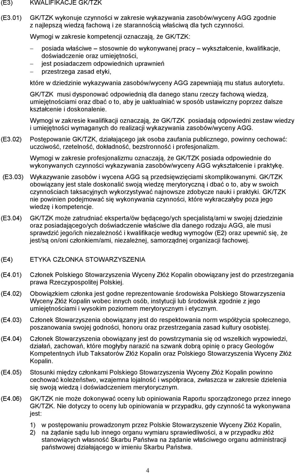 uprawnień przestrzega zasad etyki, które w dziedzinie wykazywania zasobów/wyceny AGG zapewniają mu status autorytetu.