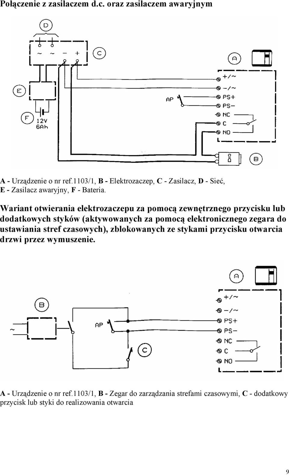 Wariant otwierania elektrozaczepu za pomocą zewnętrznego przycisku lub dodatkowych styków (aktywowanych za pomocą elektronicznego