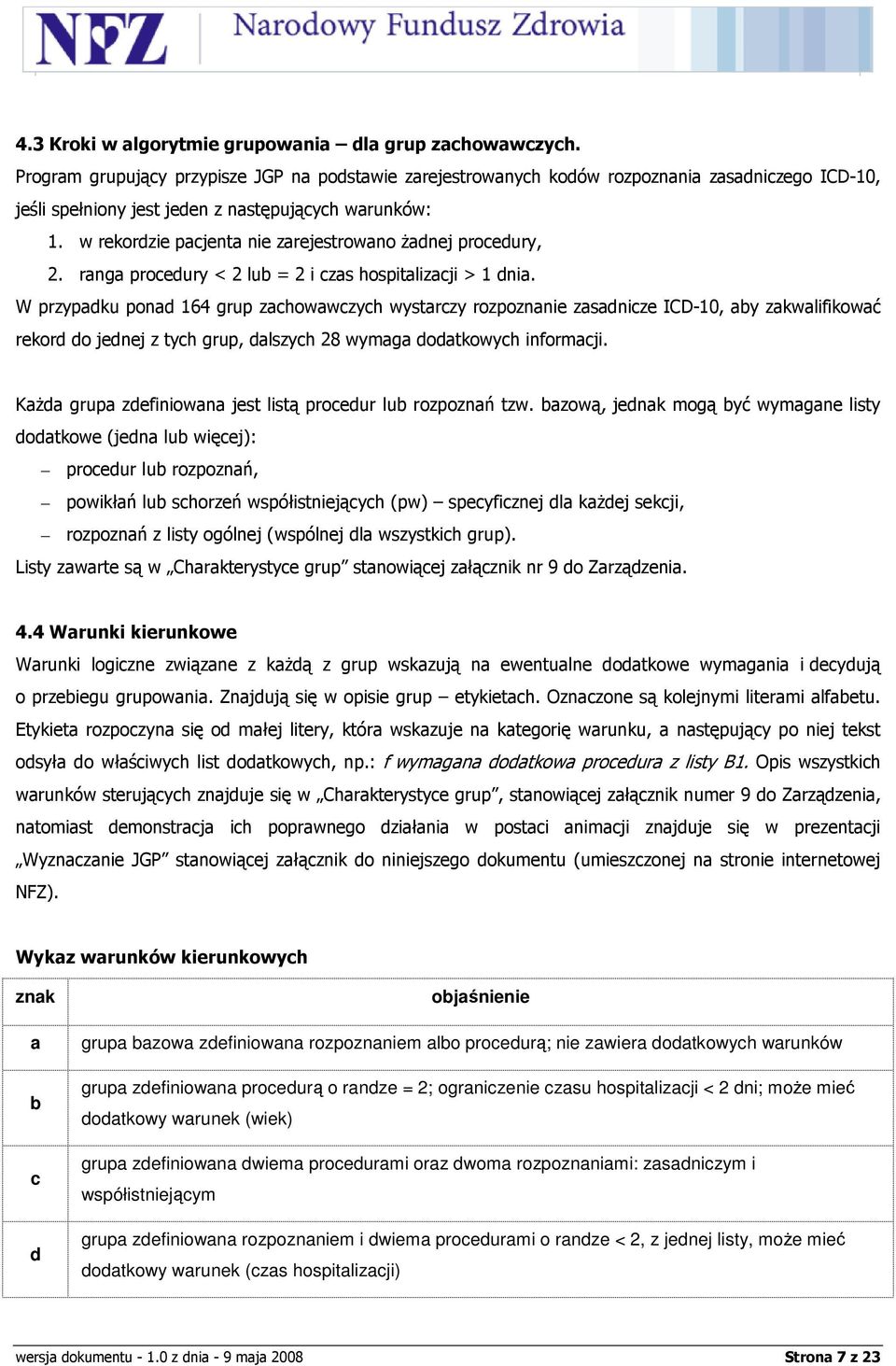 w rekordzie pacjenta nie zarejestrowano Ŝadnej procedury, 2. ranga procedury < 2 lub = 2 i czas hospitalizacji > 1 dnia.