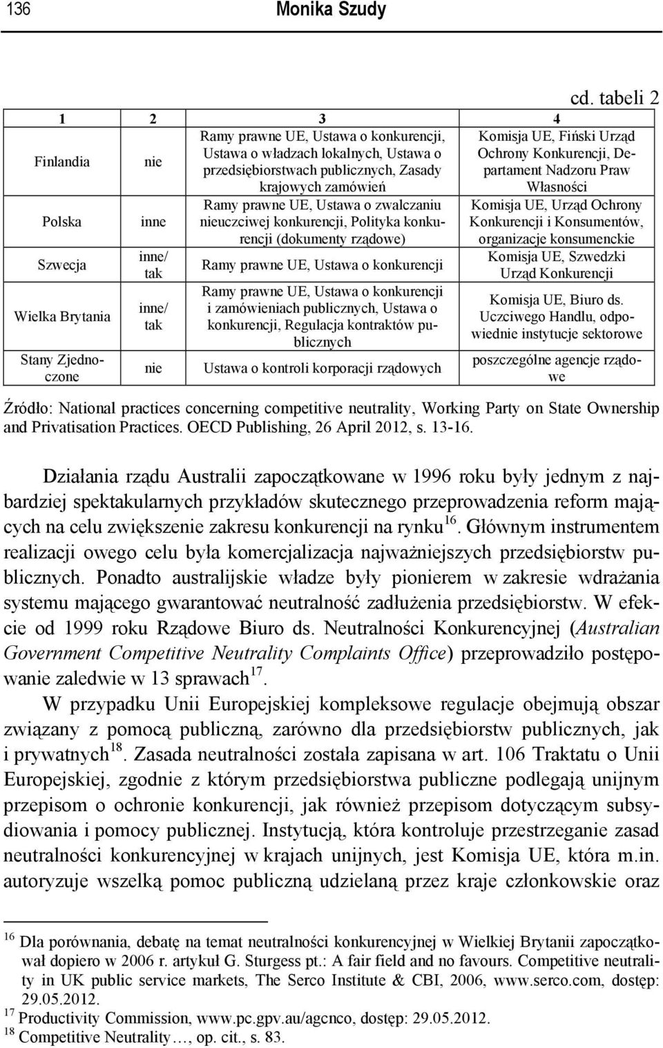 publicznych, Zasady krajowych zamówień Własności Polska Szwecja Wielka Brytania Stany Zjednoczone inne inne/ inne/ nie Ramy prawne UE, Ustawa o zwalczaniu nieuczciwej konkurencji, Polityka