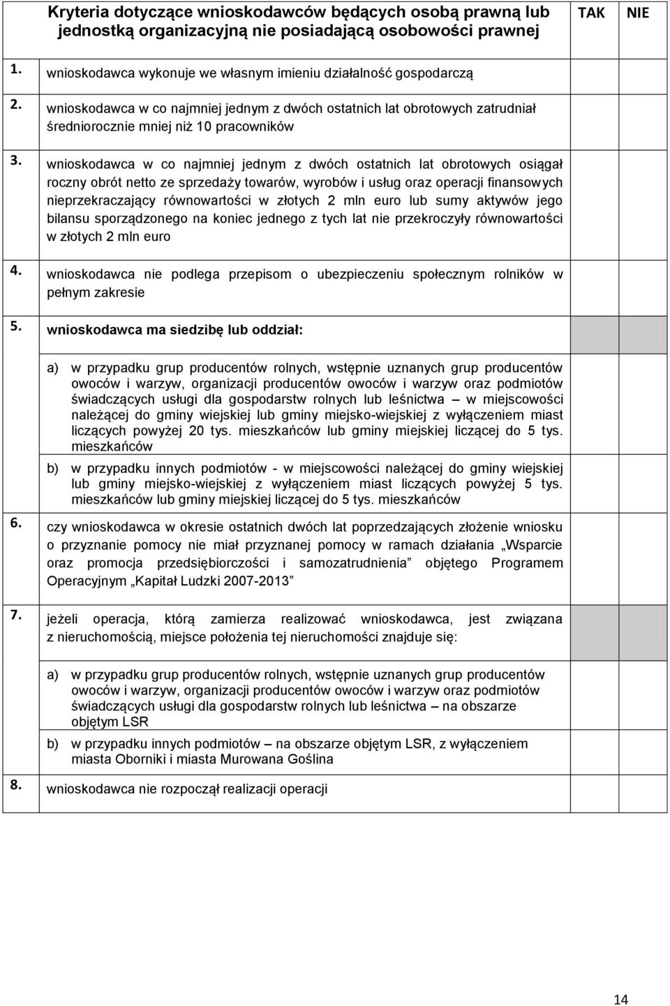 wnioskodawca w co najmniej jednym z dwóch ostatnich lat obrotowych osiągał roczny obrót netto ze sprzedaży towarów, wyrobów i usług oraz operacji finansowych nieprzekraczający równowartości w złotych