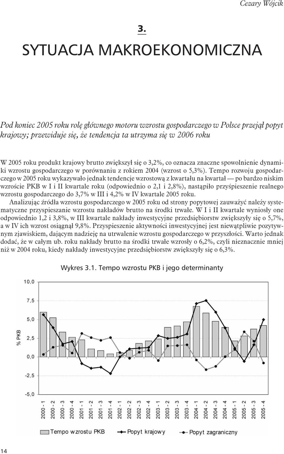 EKONOMICZNYCH PAN GOSPODARKA POLSKI PROGNOZY I OPINIE W 2005 roku produkt krajowy brutto zwiêkszy³ siê o 3,2%, co oznacza znaczne spowolnienie dynamiki wzrostu gospodarczego w porównaniu z rokiem