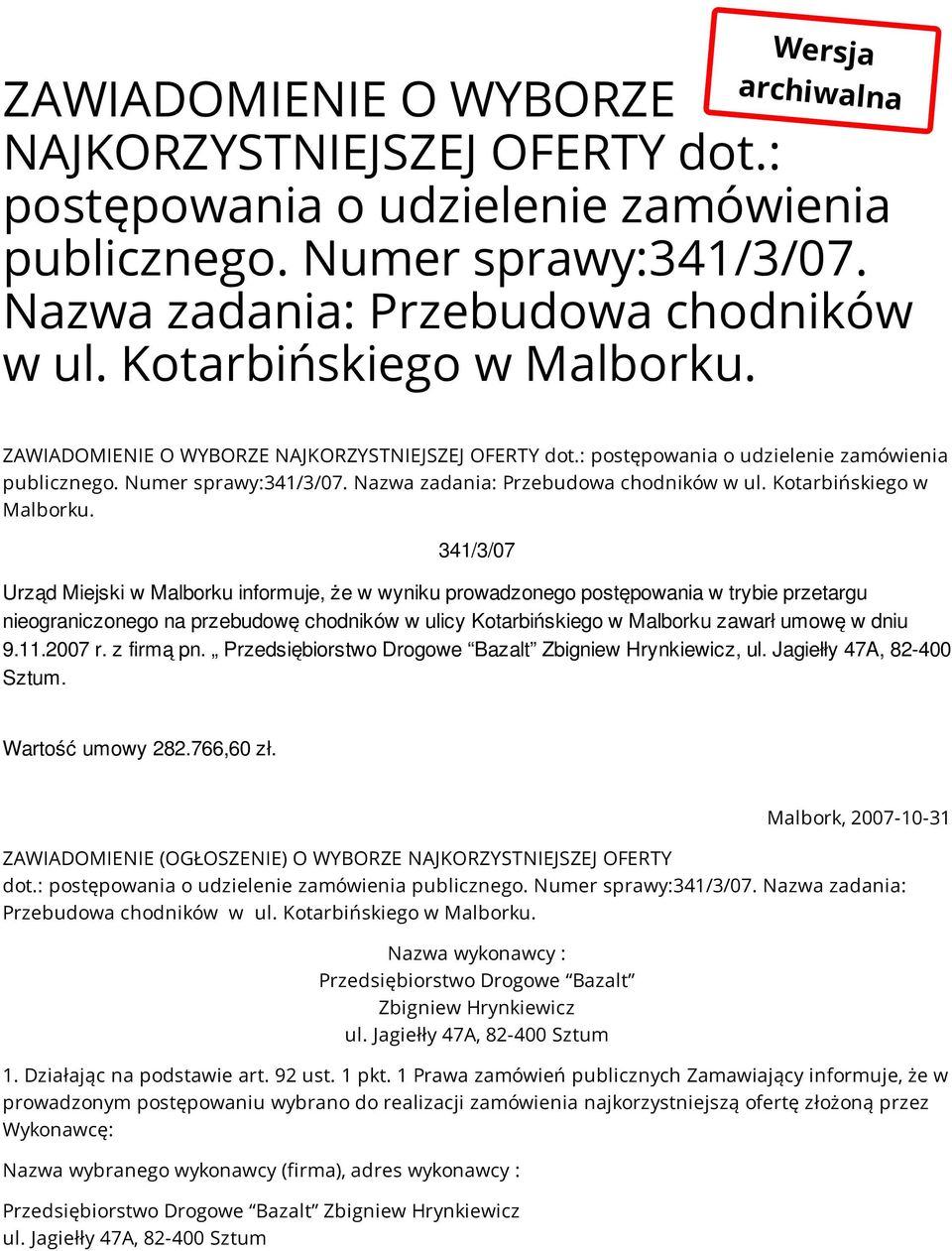 Kotarbińskiego w Malborku.