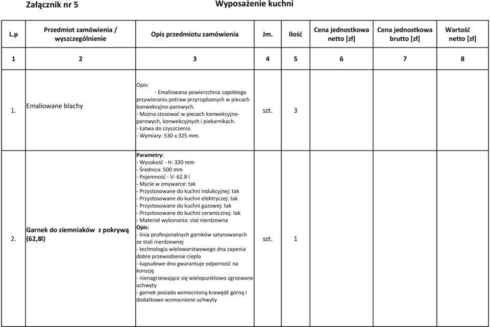 Emaliowane blachy konwekcyjno-parowych. - Można stosować w piecach konwekcyjnoparowych, szt. 3 konwekcyjnych i piekarnikach. - Łatwa do czyszczenia. - Wymiary: 530 x 325 mm.