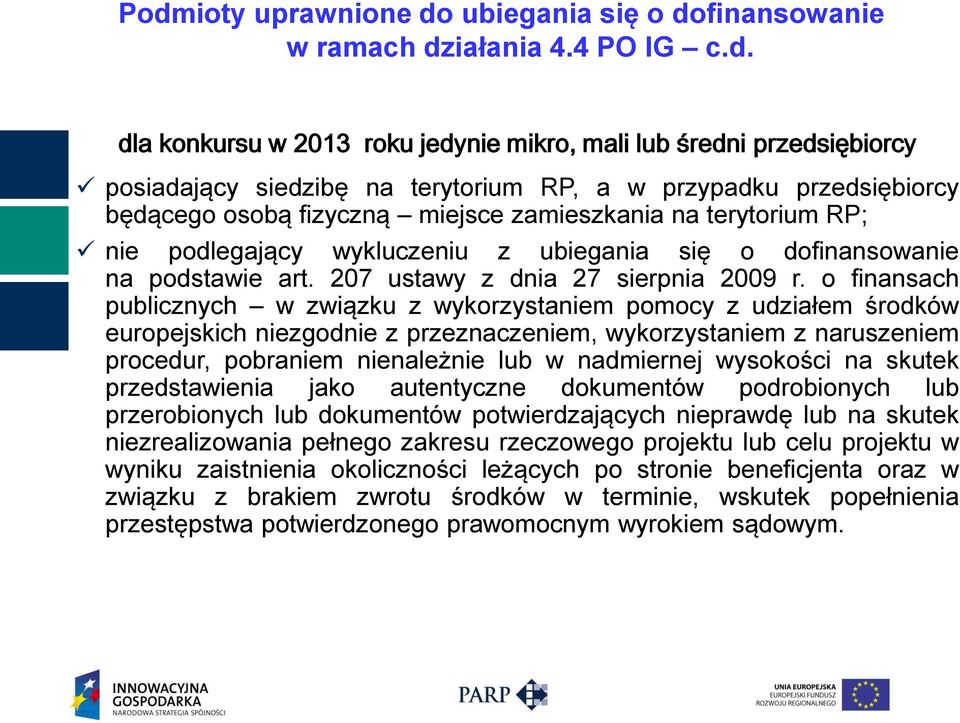 207 ustawy z dnia 27 sierpnia 2009 r.