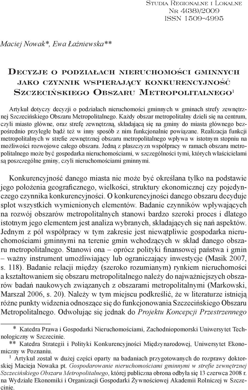 zewnętrznej Szczecińskiego Obszaru Metropolitalnego.