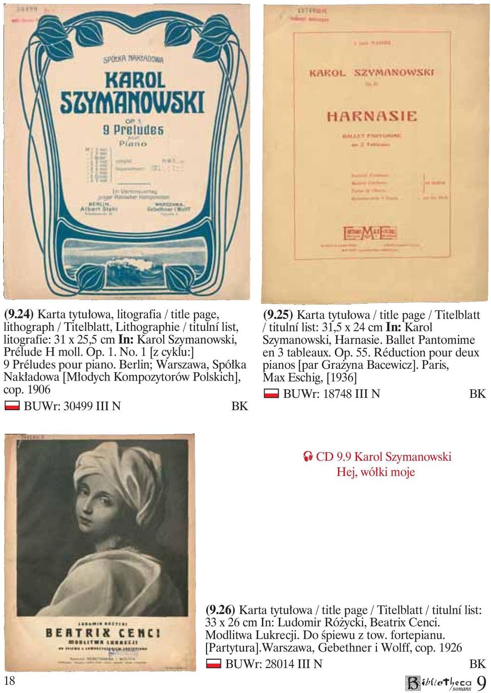 25) Karta tytułowa / title page / Titelblatt / titulní list: 31,5 x 24 cm In: Karol Szymanowski, Harnasie. Ballet Pantomime en 3 tableaux. Op. 55. Réduction pour deux pianos [par Grażyna Bacewicz].
