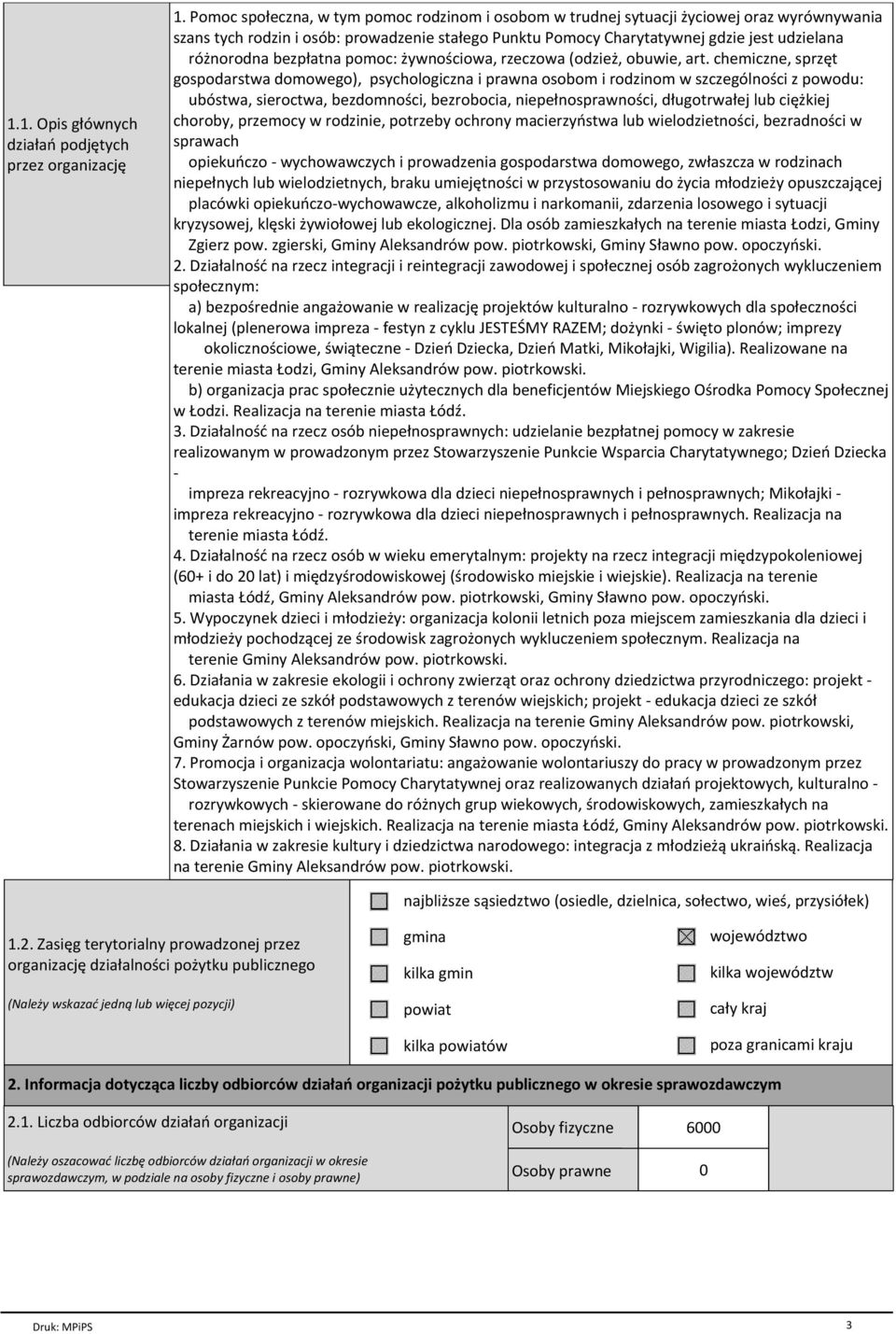 bezpіatna pomoc: їywnoњciowa, rzeczowa (odzieї, obuwie, art.