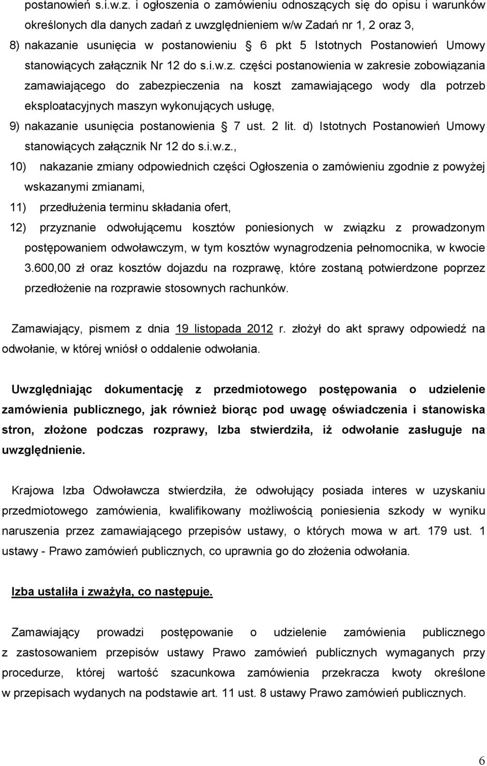 Postanowień Umowy stanowiących za