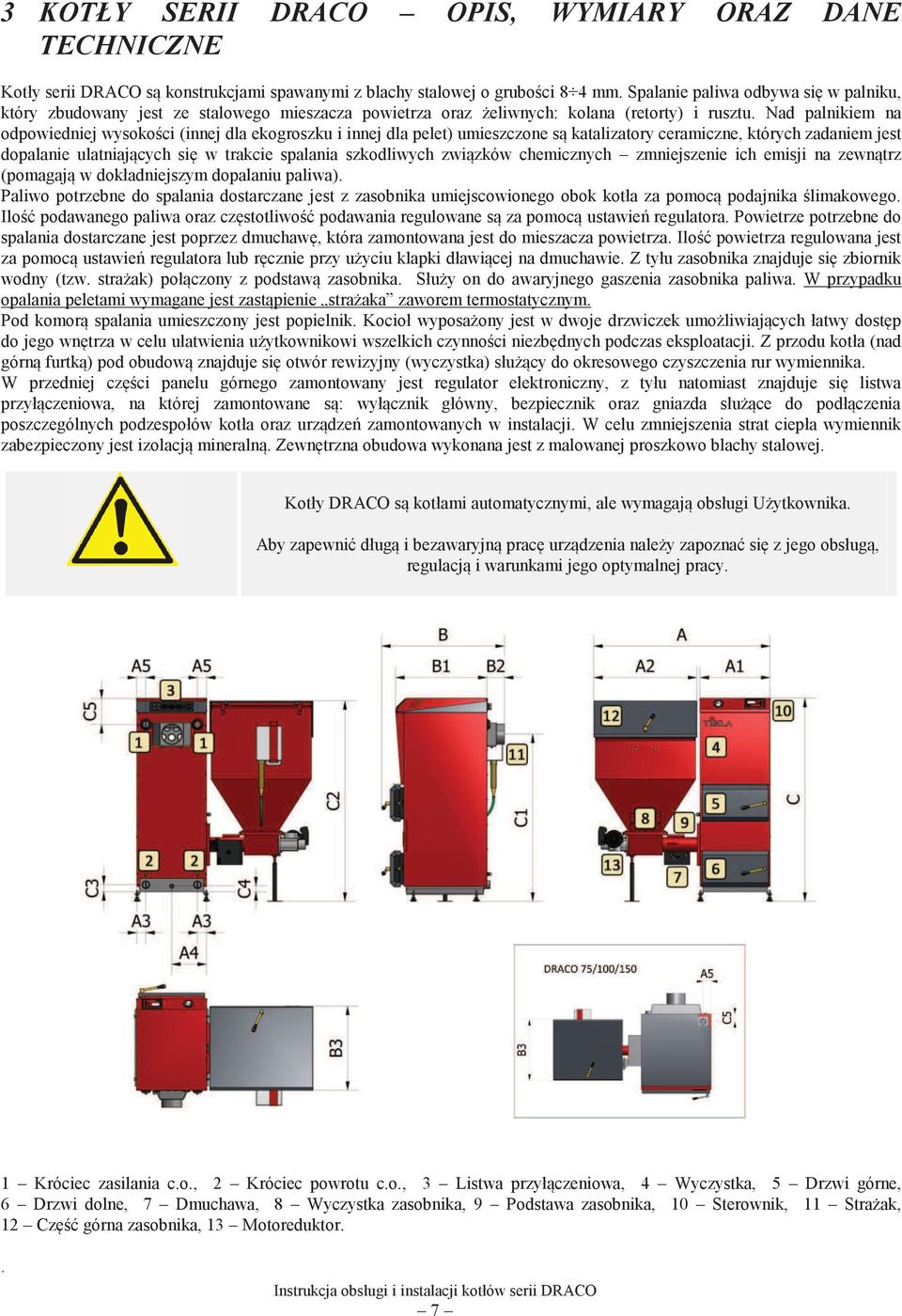 Nad palnikiem na odpowiedniej wysokości (innej dla ekogroszku i innej dla pelet) umieszczone są katalizatory ceramiczne, których zadaniem jest dopalanie ulatniających się w trakcie spalania