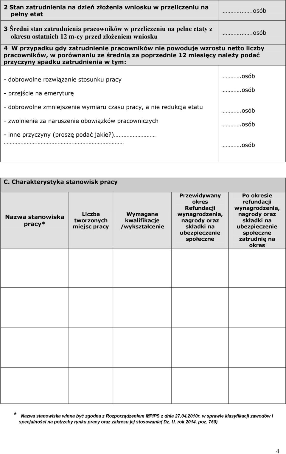 dobrowolne rozwiązanie stosunku pracy - przejście na emeryturę - dobrowolne zmniejszenie wymiaru czasu pracy, a nie redukcja etatu - zwolnienie za naruszenie obowiązków pracowniczych - inne przyczyny