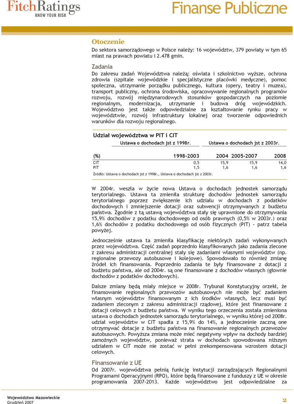 publicznego, kultura (opery, teatry i muzea), transport publiczny, ochrona środowiska, opracowywanie regionalnych programów rozwoju, rozwój międzynarodowych stosunków gospodarczych na poziomie