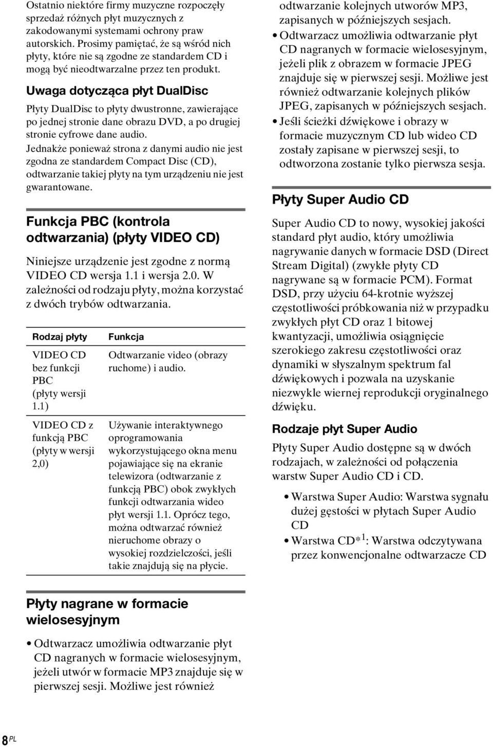 dotycząca płyt DualDisc Płyty DualDisc to płyty dwustronne, zawierające po jednej stronie dane obrazu DVD, a po drugiej stronie cyfrowe dane audio.