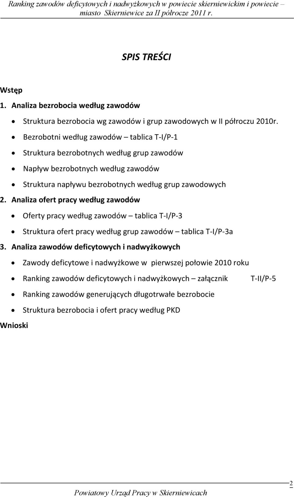 Analiza ofert pracy według zawodów Oferty pracy według zawodów tablica T I/P 3 Struktura ofert pracy według grup zawodów tablica T I/P 3a 3.