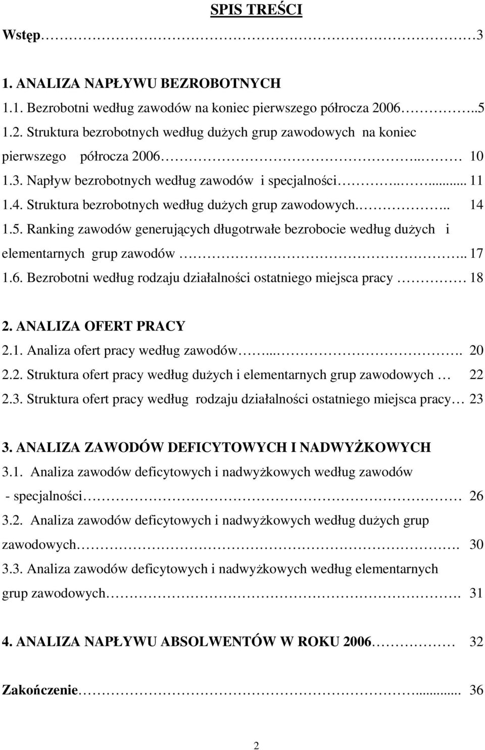 Struktura bezrobotnych według duych grup zawodowych... 14 1.5. Ranking zawodów generujcych długotrwałe bezrobocie według duych i elementarnych grup zawodów.. 17 1.6.