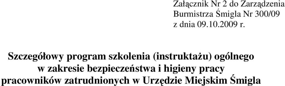 Szczegółowy program szkolenia (instruktaŝu) ogólnego w