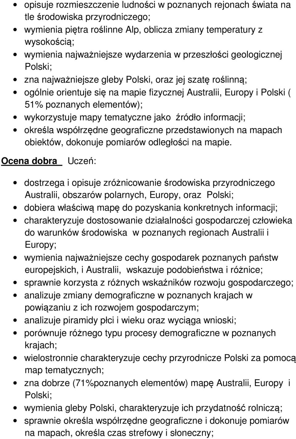 wykorzystuje mapy tematyczne jako źródło informacji; określa współrzędne geograficzne przedstawionych na mapach obiektów, dokonuje pomiarów odległości na mapie.