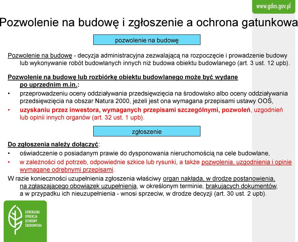 ych niż budowa obiektu budowlanego (art. 3 ust. 12 upb). Pozwolenie na budowę lub rozbiórkę obiektu budowlanego może być wydane po uprzednim m.in.