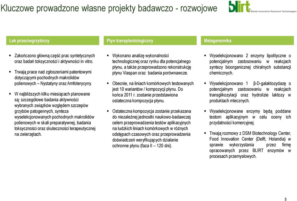 W najbliższych kilku miesiącach planowane są: szczegółowe badania aktywności wybranych związków względem szczepów grzybów patogennych, synteza wyselekcjonowanych pochodnych makrolidów polienowych w