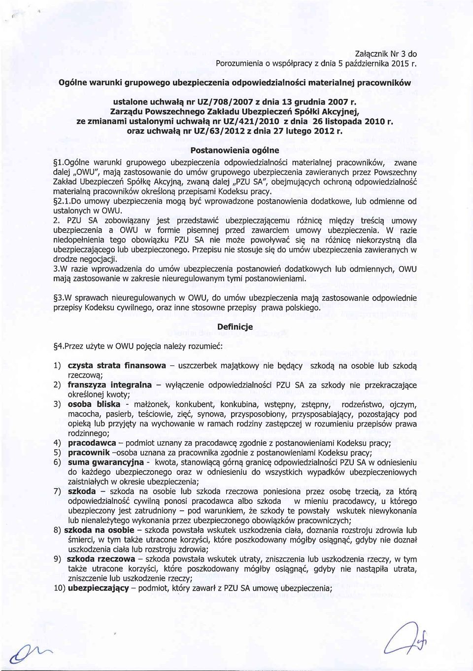 oraz uchwal4 nr UZl63l2OI2zdnia 27 lutego 2OI2r, Postanowienia o96lne $1.