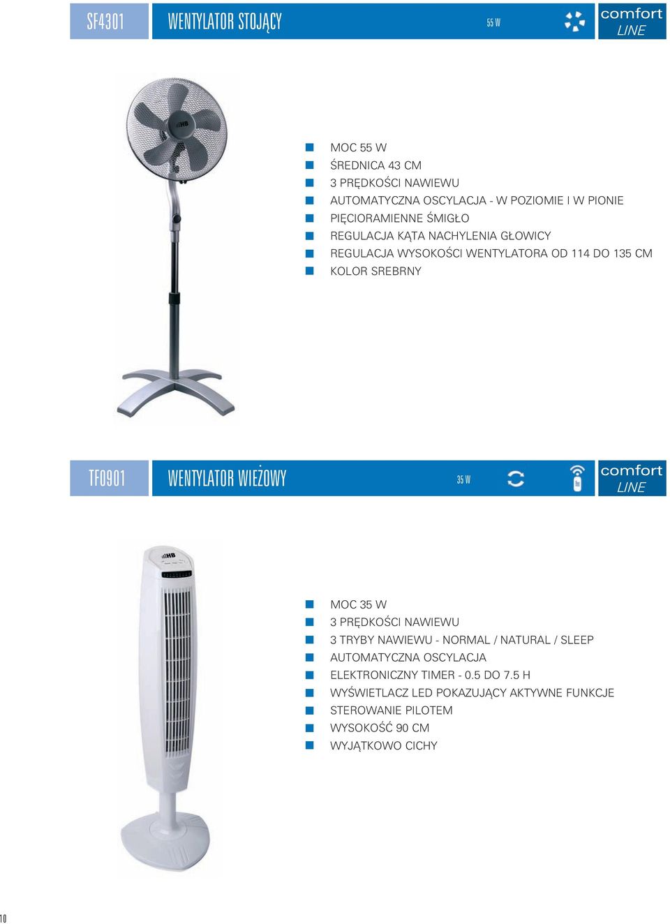TF0901 WENTYLATOR WIEŻOWY 35 W MOC 35 W 3 PRĘDKOŚCI NAWIEWU 3 TRYBY NAWIEWU - NORMAL / NATURAL / SLEEP AUTOMATYCZNA