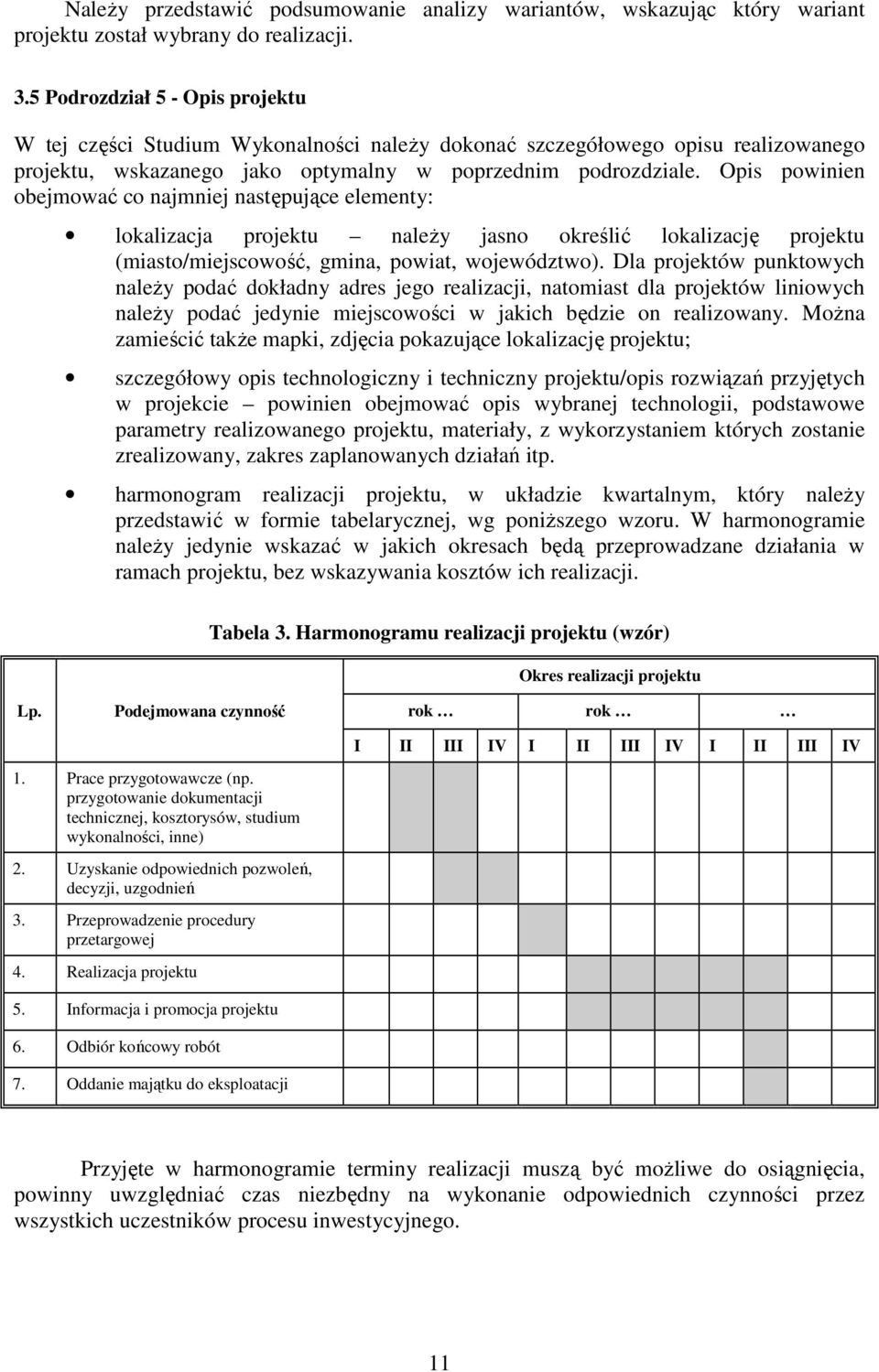 Opis powinien obejmować co najmniej następujące elementy: lokalizacja projektu należy jasno określić lokalizację projektu (miasto/miejscowość, gmina, powiat, województwo).