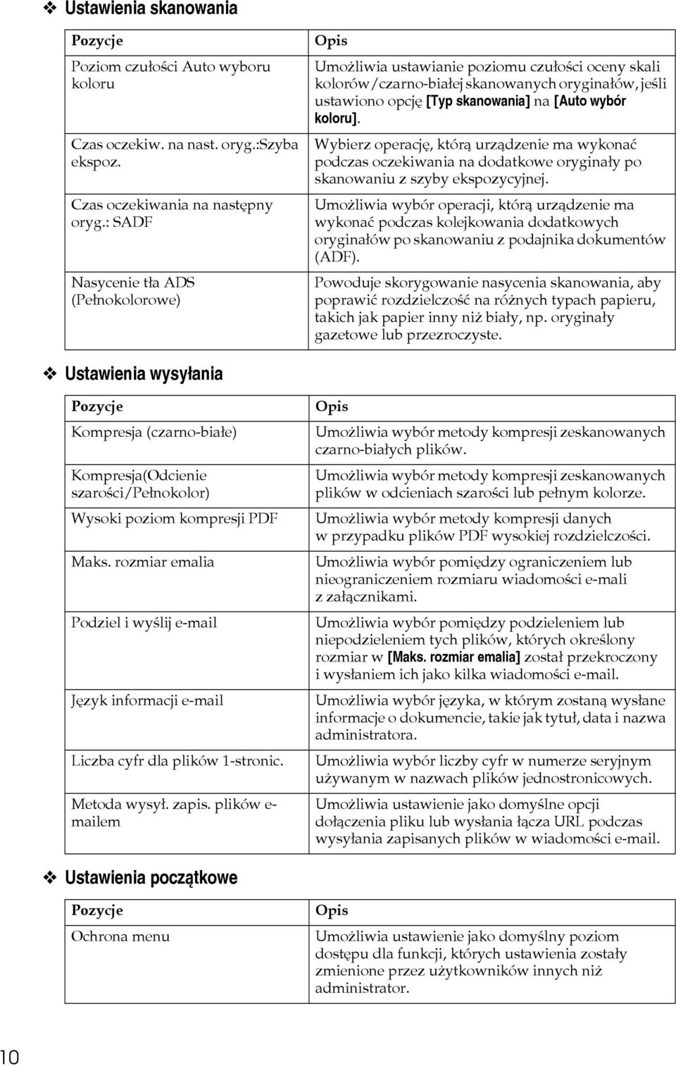 koloru]. Wybierz operacjê, którà urzàdzenie ma wykonaæ podczas oczekiwania na dodatkowe oryginaây po skanowaniu z szyby ekspozycyjnej.