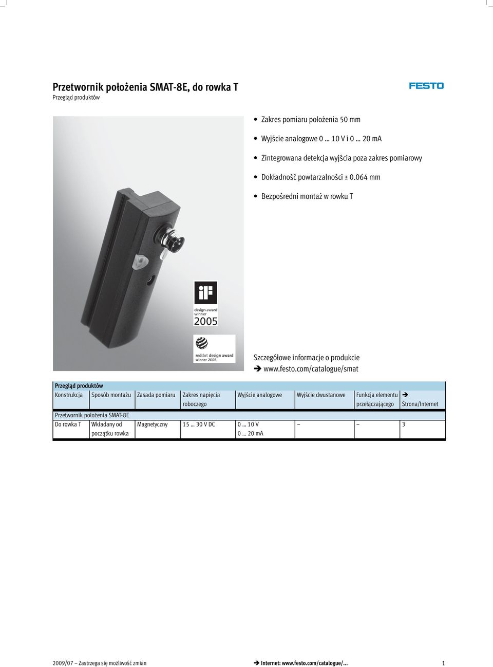 064 mm Bezpśredni mntaż w rwku T Przegląd prduktów Knstrukcja Spsób mntażu Zasada pmiaru Zakres napięcia rbczeg Przetwrnik płżenia SMAT-8E D rwka T