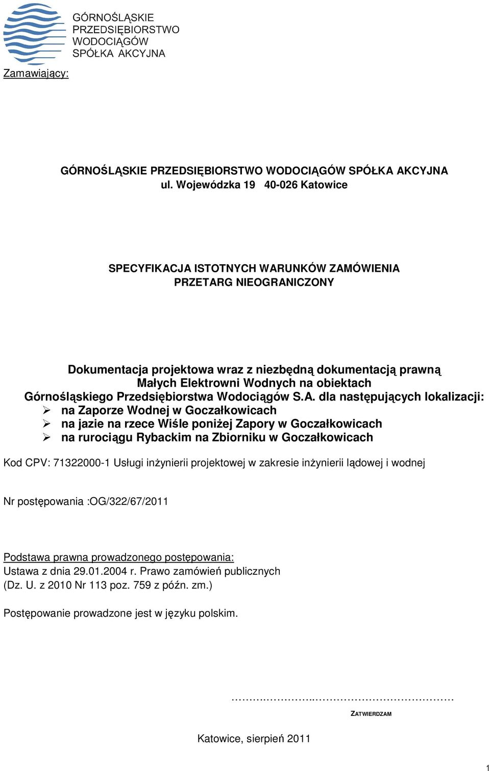 Górnośląskiego Przedsiębiorstwa Wodociągów S.A.