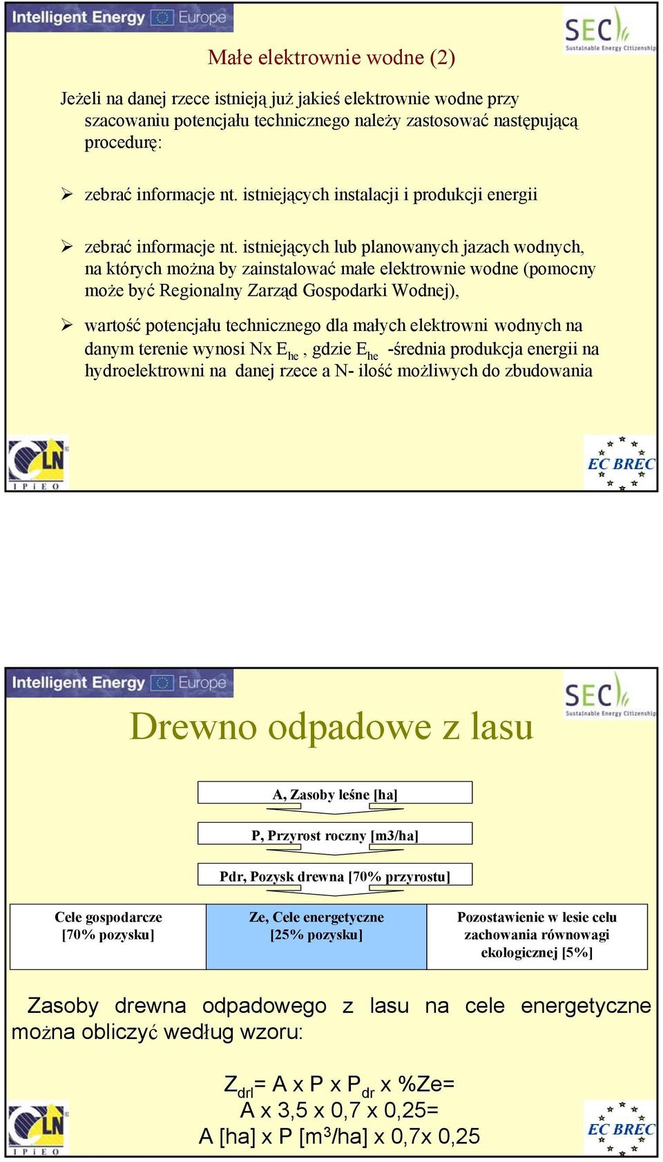 istniejących lub planowanych jazach wodnych, na których można by zainstalować małe elektrownie wodne (pomocny może być Regionalny Zarząd Gospodarki Wodnej), wartość potencjału technicznego dla małych