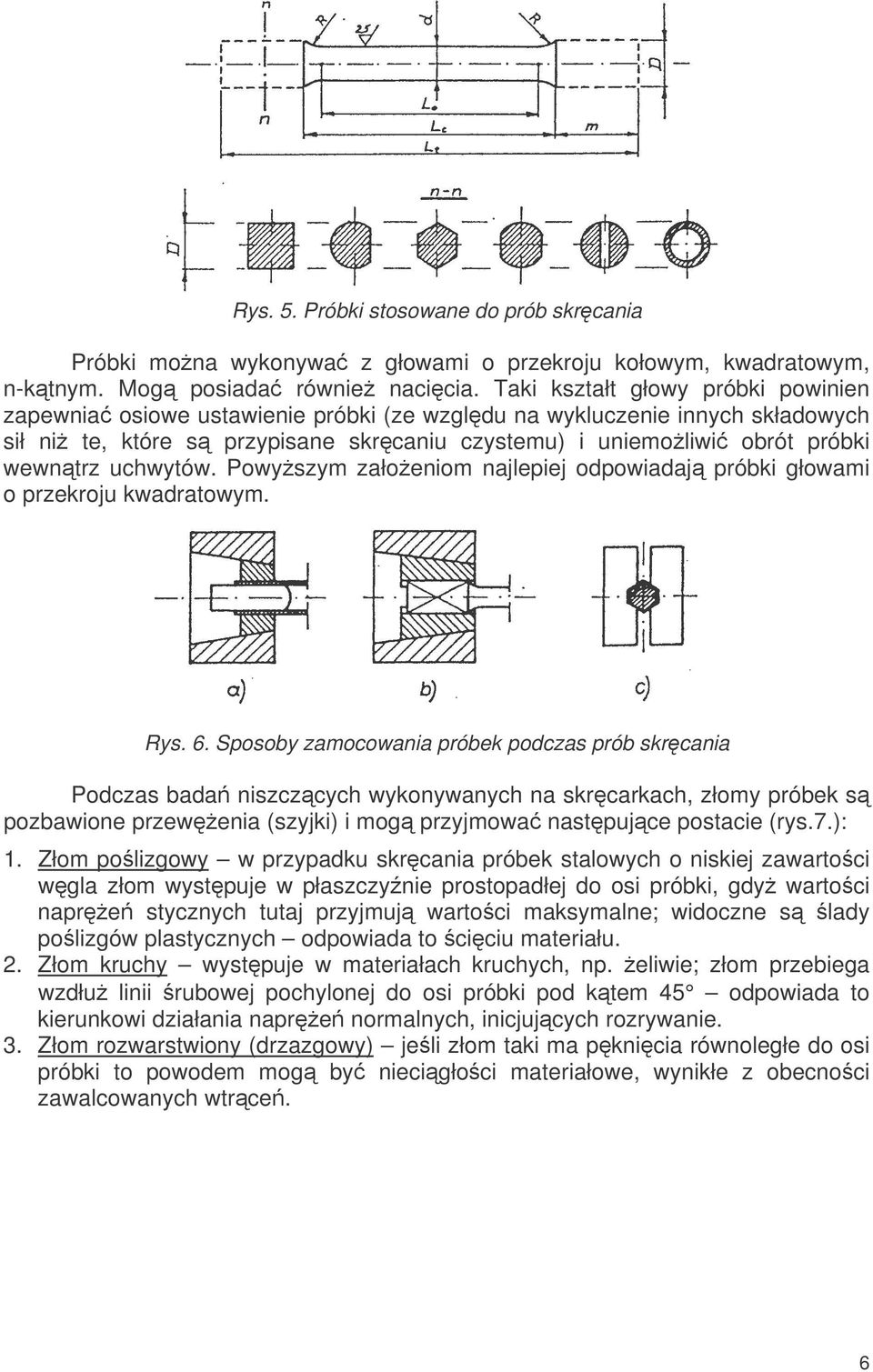 uchwytów. Powyszym załoeniom najlepiej odpowiadaj próbki głowami o przekroju kwadratowym. Rys. 6.