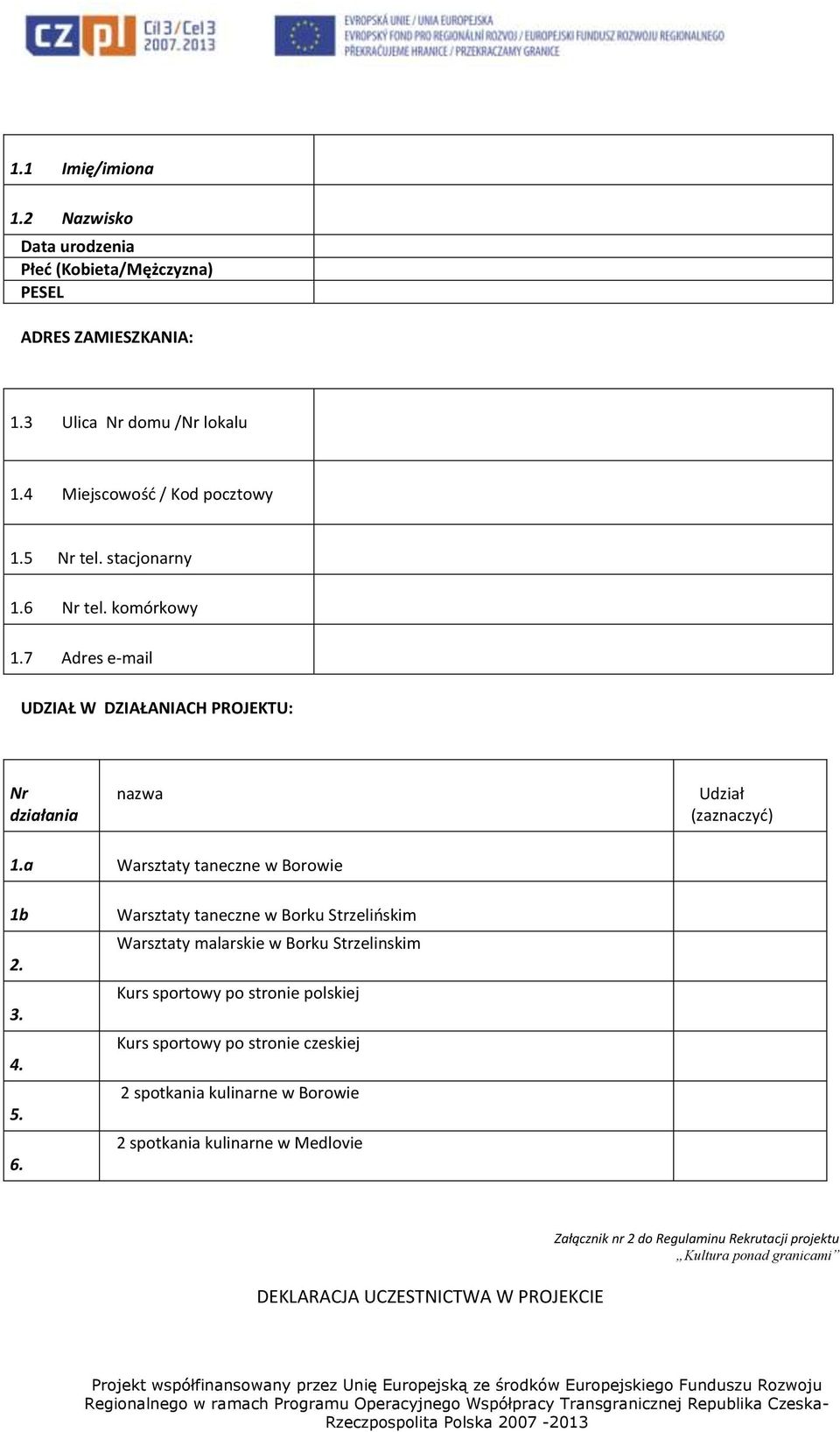 a Warsztaty taneczne w Borowie 1b 2. 3. 4. 5. 6.