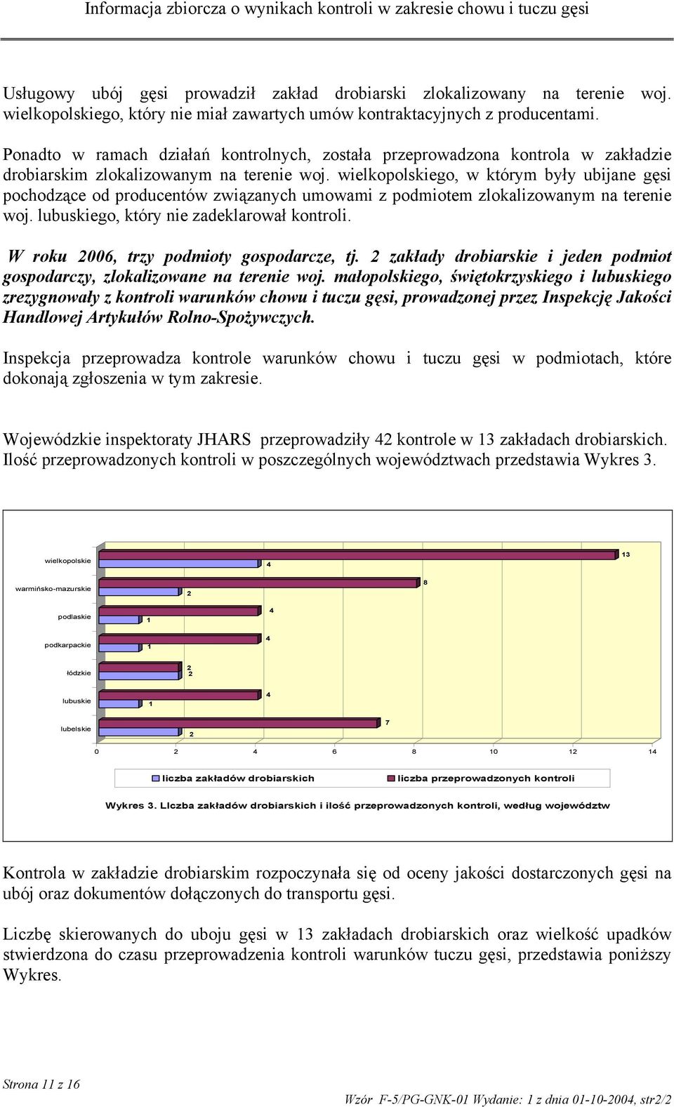 wielkopolskiego, w którym były ubijane gęsi pochodzące od producentów związanych umowami z podmiotem zlokalizowanym na terenie woj. lubuskiego, który nie zadeklarował kontroli.