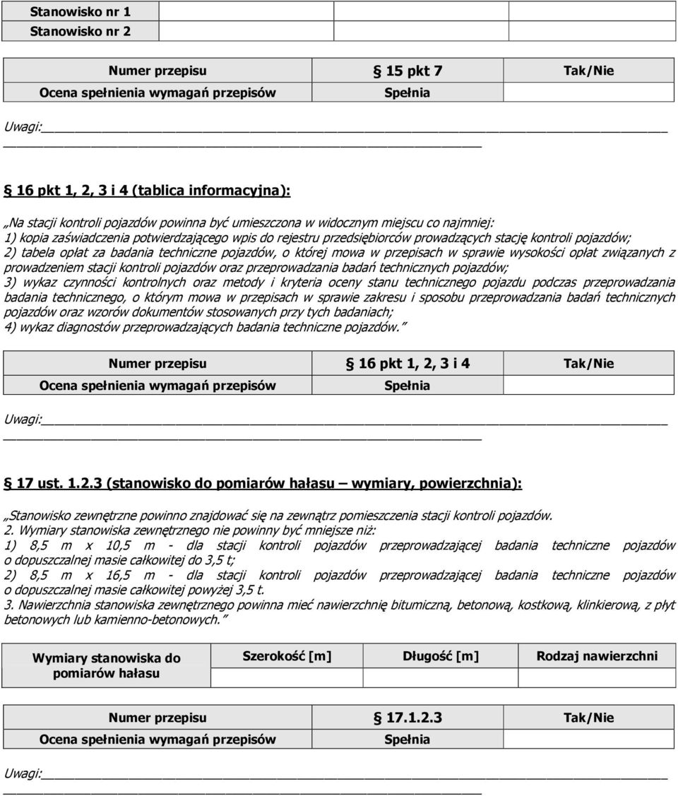 związanych z prowadzeniem stacji kontroli pojazdów oraz przeprowadzania badań technicznych pojazdów; 3) wykaz czynności kontrolnych oraz metody i kryteria oceny stanu technicznego pojazdu podczas