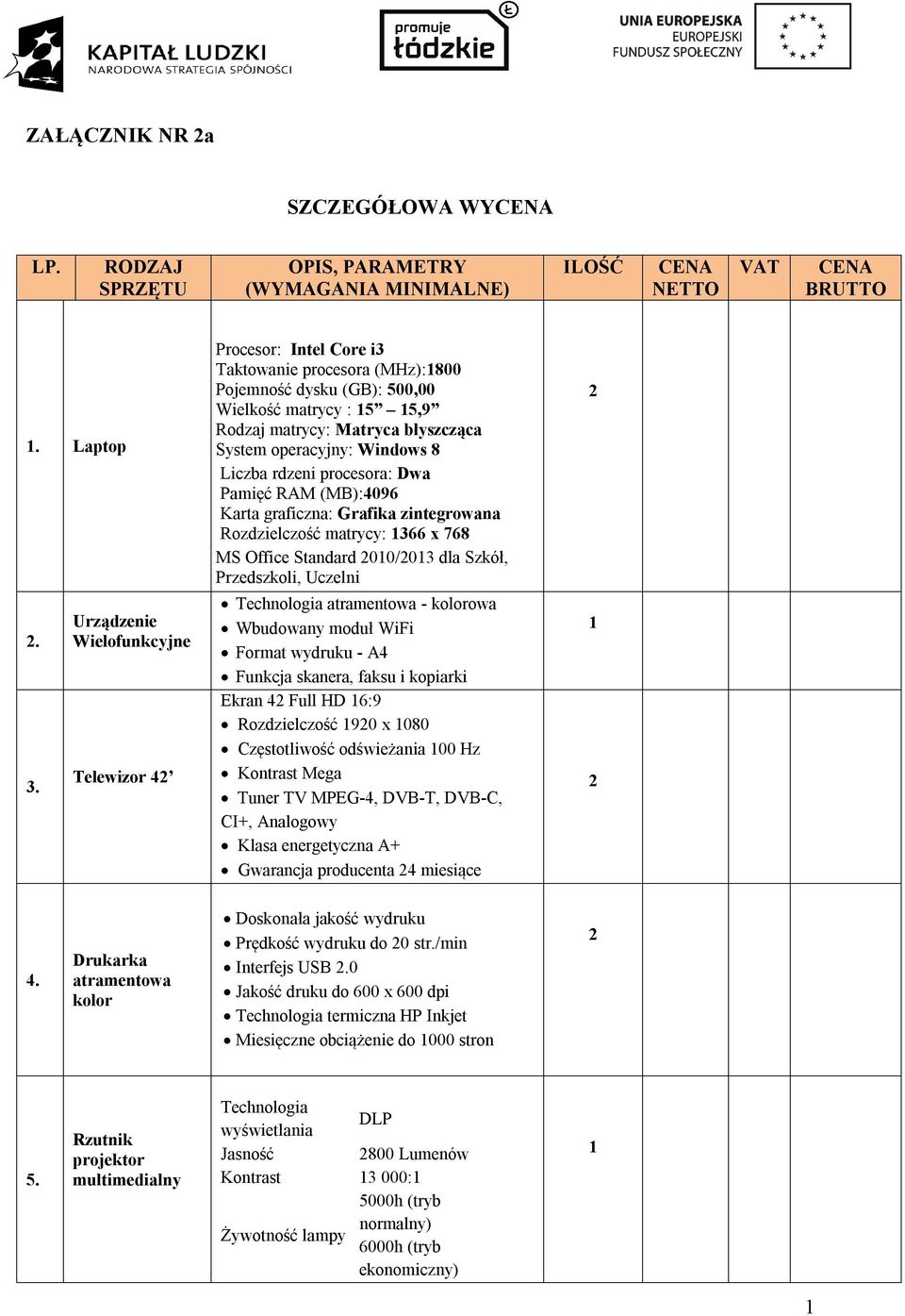 Liczba rdzeni procesora: Dwa Pamięć RAM (MB):4096 Karta graficzna: Grafika zintegrowana Rozdzielczość matrycy: 66 x 768 MS Office Standard 00/0 dla Szkół, Przedszkoli, Uczelni Technologia atramentowa