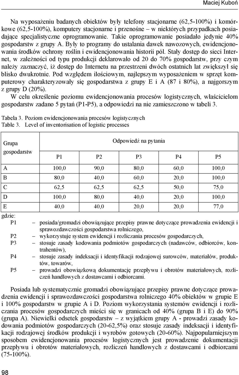 Stały dostęp do sieci Internet, w zależności od typu produkcji deklarowało od 20 do 70%, przy czym należy zaznaczyć, iż dostęp do Internetu na przestrzeni dwóch ostatnich lat zwiększył się blisko