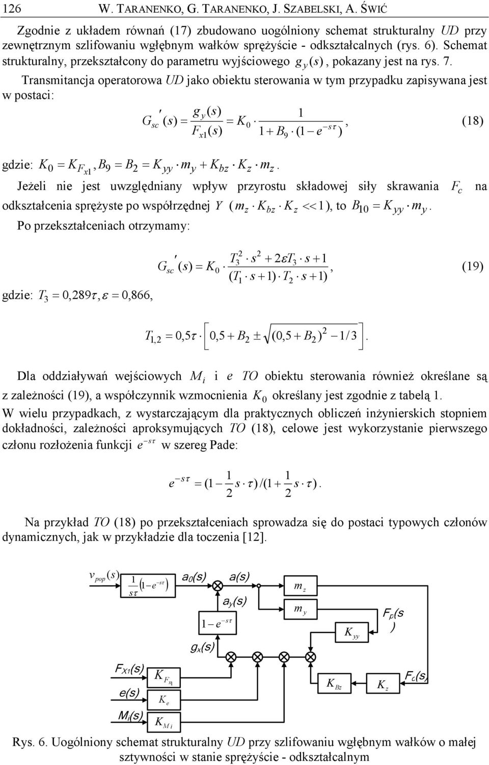 Transmitancja oratorowa UD jako obiktu strowania w tm radku aiswana jst w ostaci: g Gsc, (8 F + B ( 9 gdi: F, B9 B m + b JŜli ni jst uwględnian włw rrostu składowj sił skrawania odkstałcnia sręŝst o