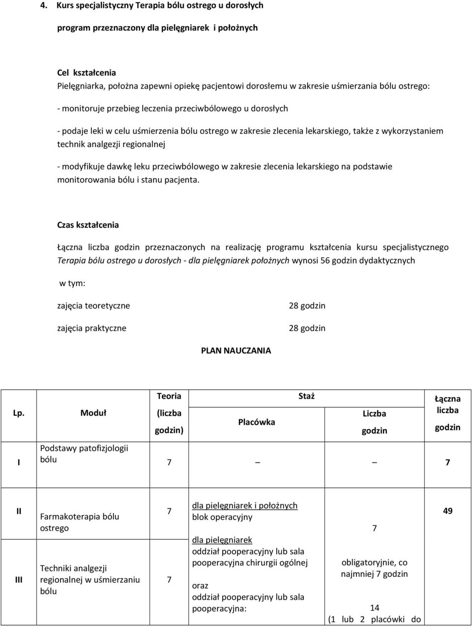 - modyfikuje dawkę leku przeciwbólowego w zakresie zlecenia lekarskiego na podstawie monitorowania bólu i stanu pacjenta.