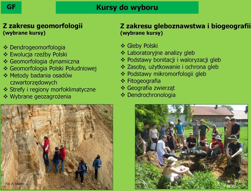 morfoklimatyczne Wybrane geozagrożenia Gleby Polski Laboratoryjne analizy gleb Podstawy bonitacji i waloryzacji gleb