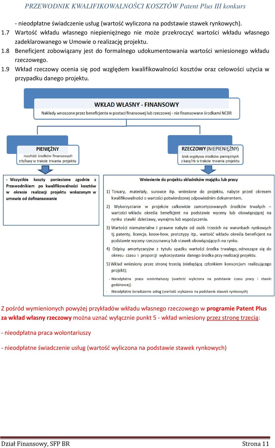 8 Beneficjent zobowiązany jest do formalnego udokumentowania wartości wniesionego wkładu rzeczowego. 1.