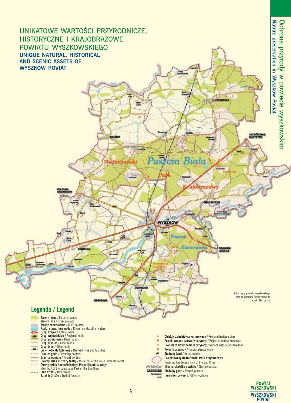 roads Drogi powiatowe / Poviat roads Drogi lokalne / Local roads Drogi inne / Other roads Linie i obiekty kolejowe / Railroad lines and facilities Granice gmin / Township borders Granice powiatu /