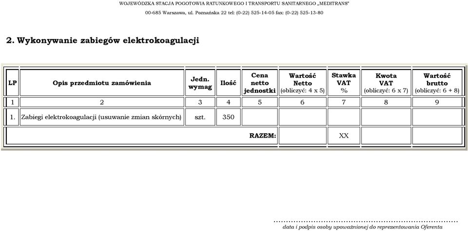 (obliczyć: 6 x 7) Wartość brutto (obliczyć: 6 + 8) 1 2 3 4 5 6 7 8 9 1.
