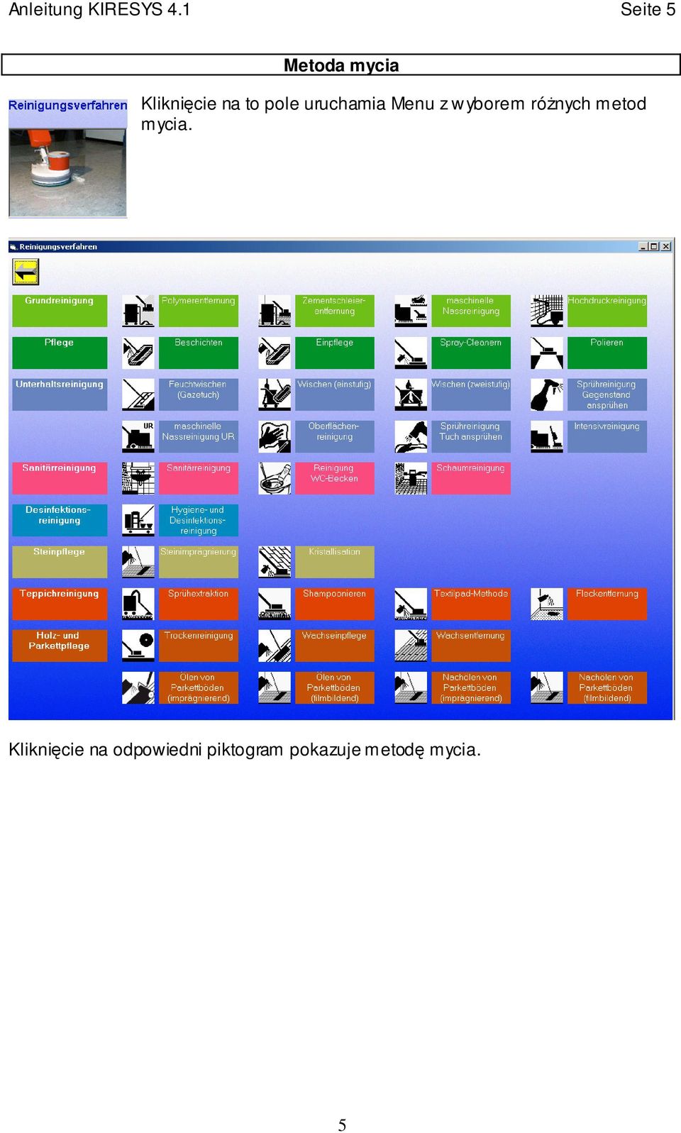 pole uruchamia Menu z wyborem różnych