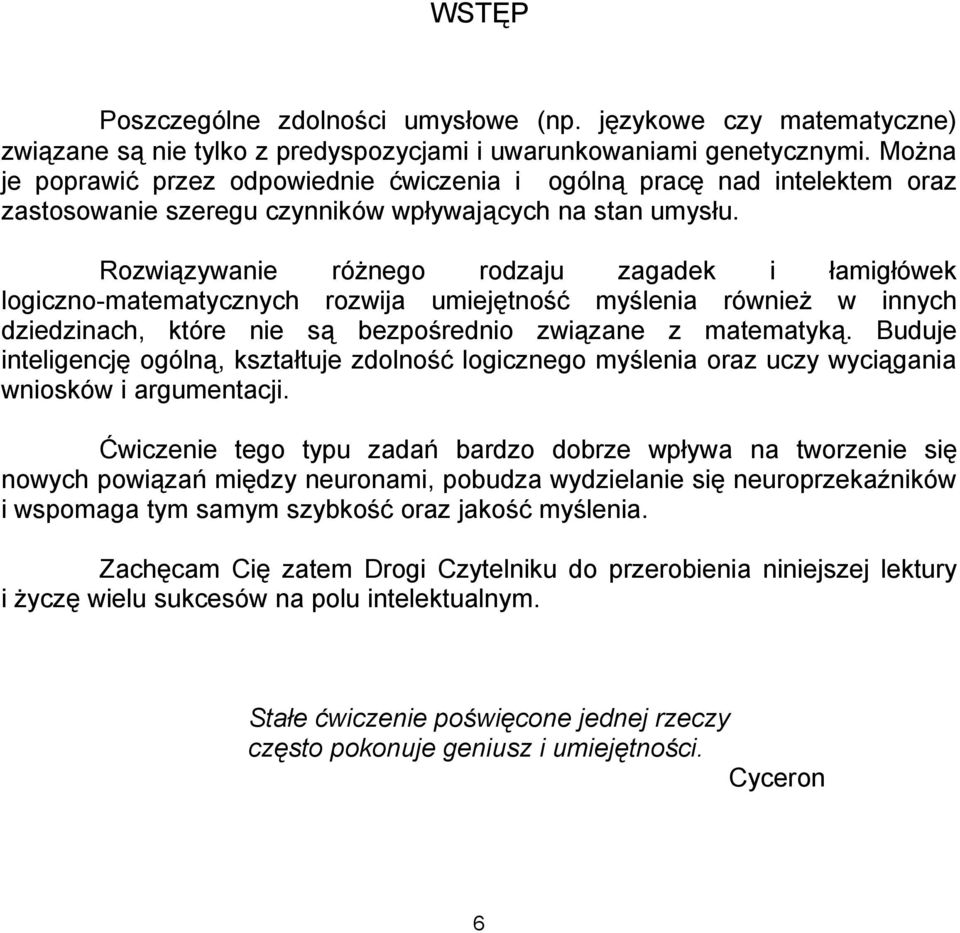 Rozwiązywanie różnego rodzaju zagadek i łamigłówek logiczno-matematycznych rozwija umiejętność myślenia również w innych dziedzinach, które nie są bezpośrednio związane z matematyką.