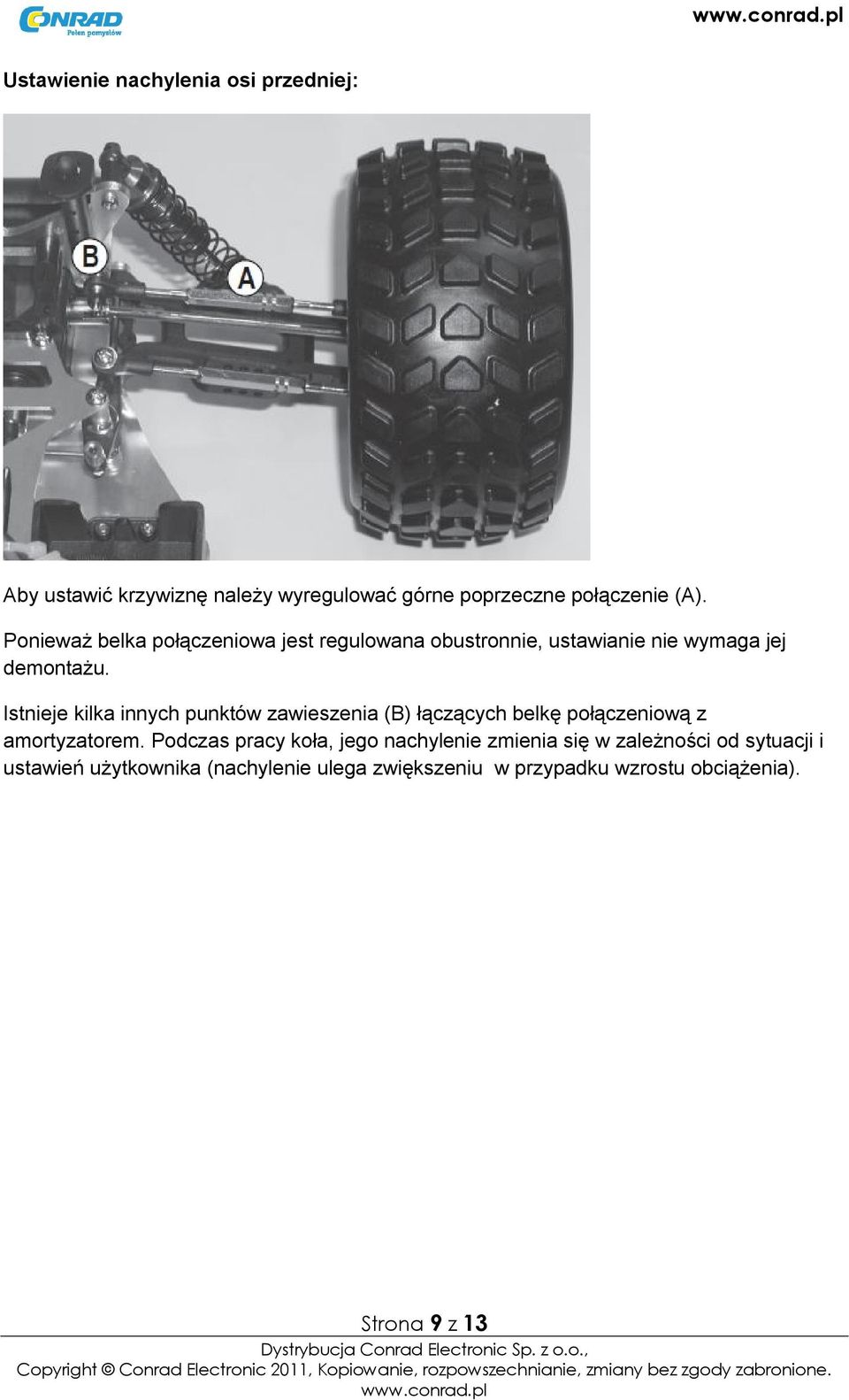 Istnieje kilka innych punktów zawieszenia (B) łączących belkę połączeniową z amortyzatorem.