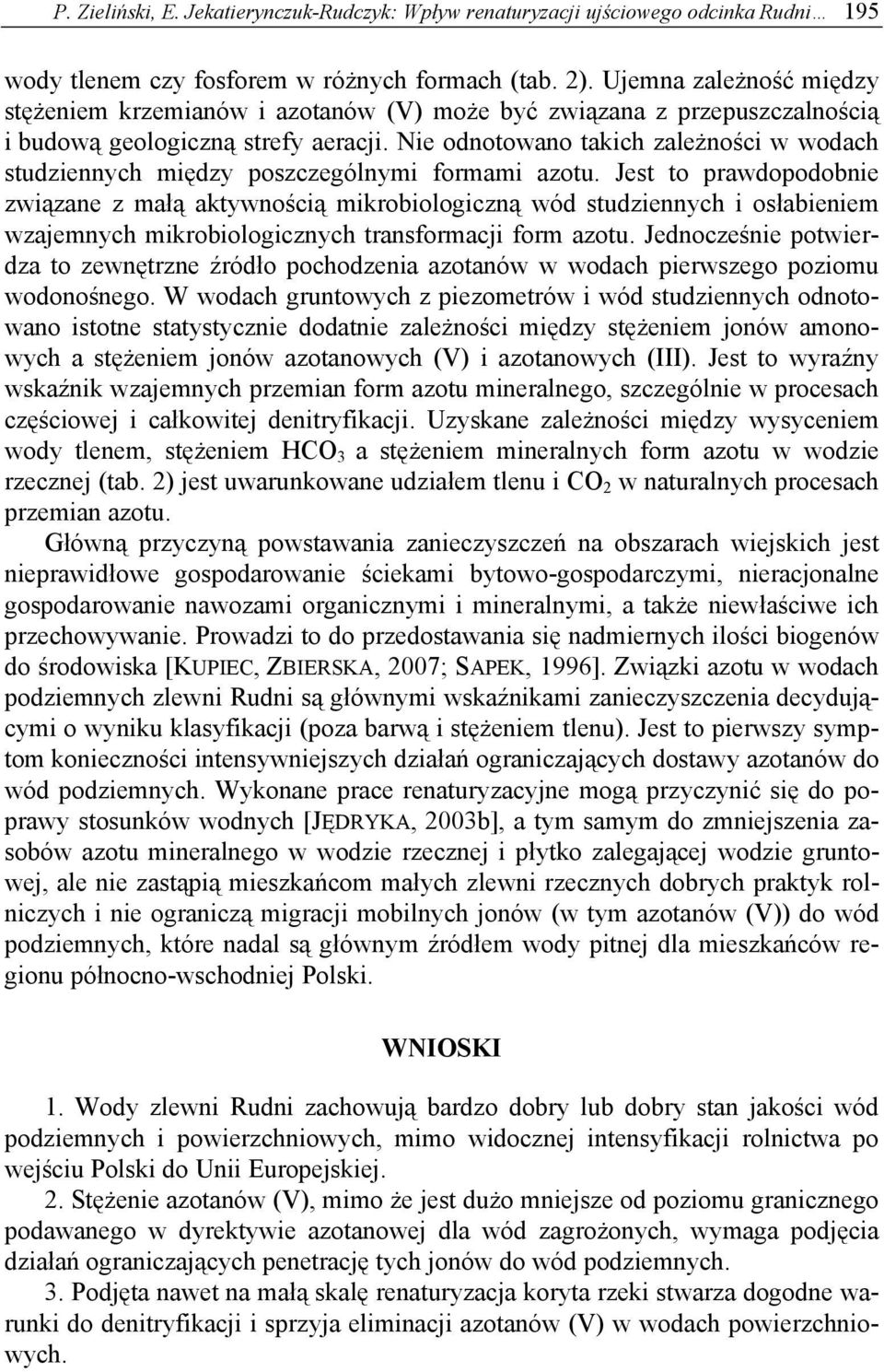 Nie odnotowano takich zależności w wodach studziennych między poszczególnymi formami azotu.