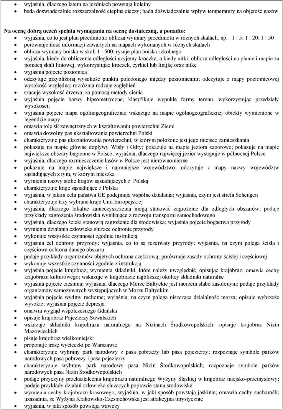 1 : 5; 1 : 20; 1 : 50 porównuje ilość informacji zawartych na mapach wykonanych w różnych skalach oblicza wymiary boiska w skali 1 : 500; rysuje plan boiska szkolnego wyjaśnia, kiedy do obliczenia