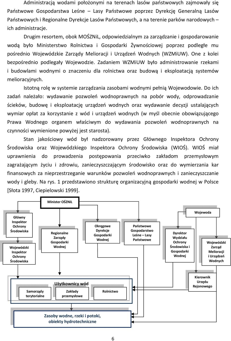 Drugim resortem, obok MOŚZNiL, odpowiedzialnym za zarządzanie i gospodarowanie wodą było Ministerstwo Rolnictwa i Gospodarki Żywnościowej poprzez podległe mu pośrednio Wojewódzkie Zarządy Melioracji