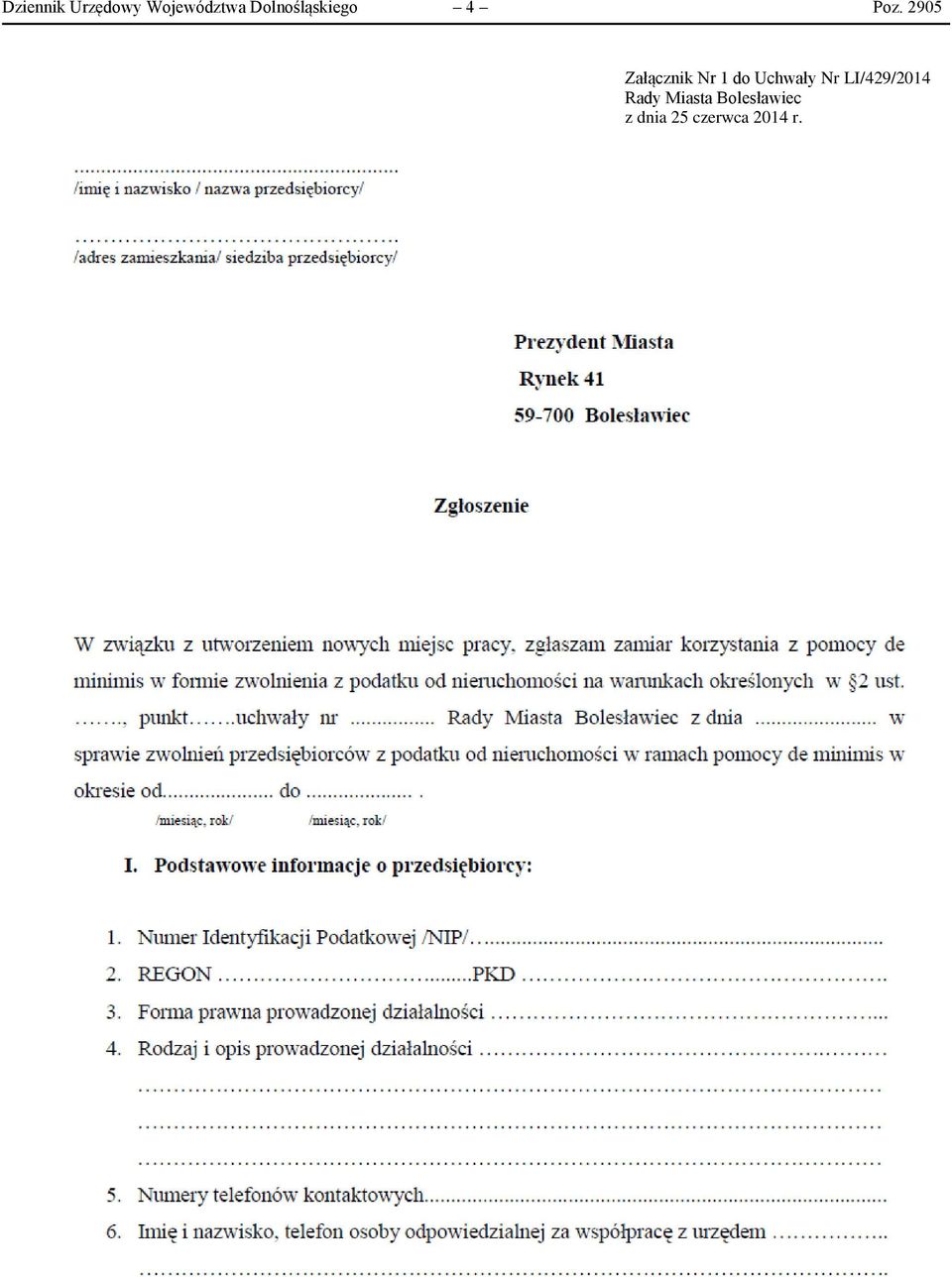 2905 Załącznik Nr 1 do Uchwały