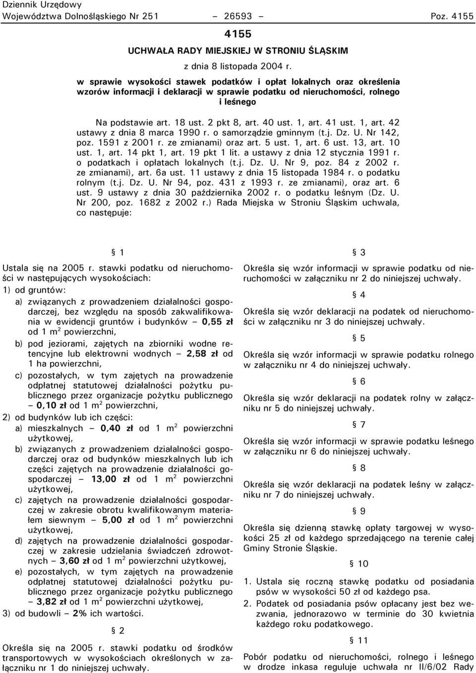 40 ust. 1, art. 41 ust. 1, art. 42 ustawy z dnia 8 marca 1990 r. o samorządzie gminnym (t.j. Dz. U. Nr 142, poz. 1591 z 2001 r. ze zmianami) oraz art. 5 ust. 1, art. 6 ust. 13, art. 10 ust. 1, art. 14 pkt 1, art.
